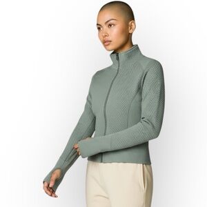 Bailey 44 Sport Mock Neck Thumb Holes Full Zip Jacket Sweatshirt Sage Green M